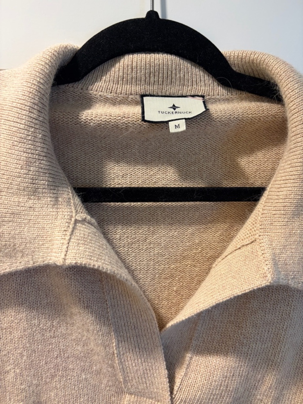Tuckernuck Cashmere Collared V-Neck Short-Sleeve Sweater - Picture 2 of 2